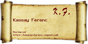 Kassay Ferenc névjegykártya