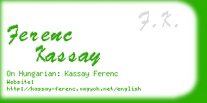 ferenc kassay business card